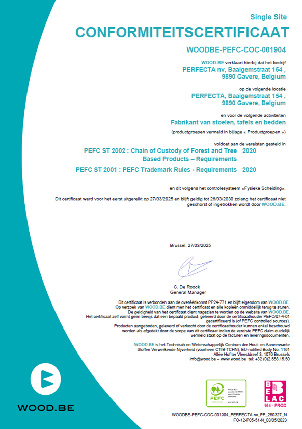 Conformiteitscertificaat PEFC